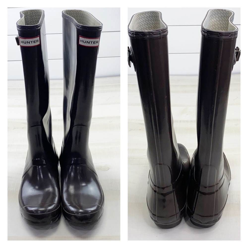 HUNTER ORIGINAL GLOSS TALL BOOT in Seep - Picture 8 of 13